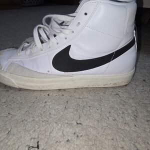 Nike White and Black High-Top Shoes